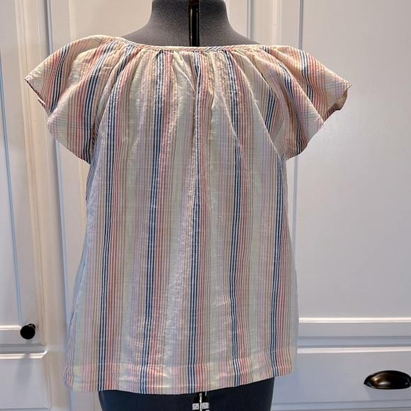 GAP women’s striped blouse size small vneck loose fitting fun colorful pre-owned - Picture 2 of 3